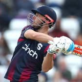 Chris Lynn crashes a boundary during his innings against Durham on Sunday