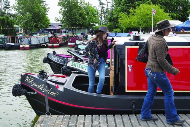 Canal boats at Crick Boat Show 2022.