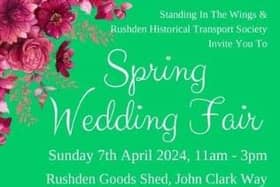 Spring Wedding Fair on Sunday, 7th April 2024, from 11am to 3pm in The Rushden Goods Shed.