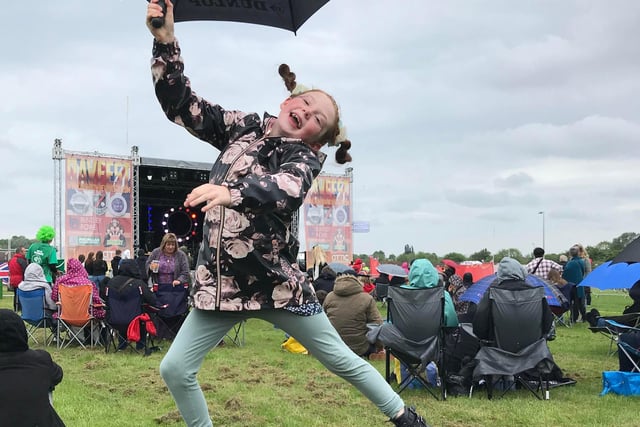 Harriet Beeson, 9, at her first music festival. Picture: Kirsty Beeson.