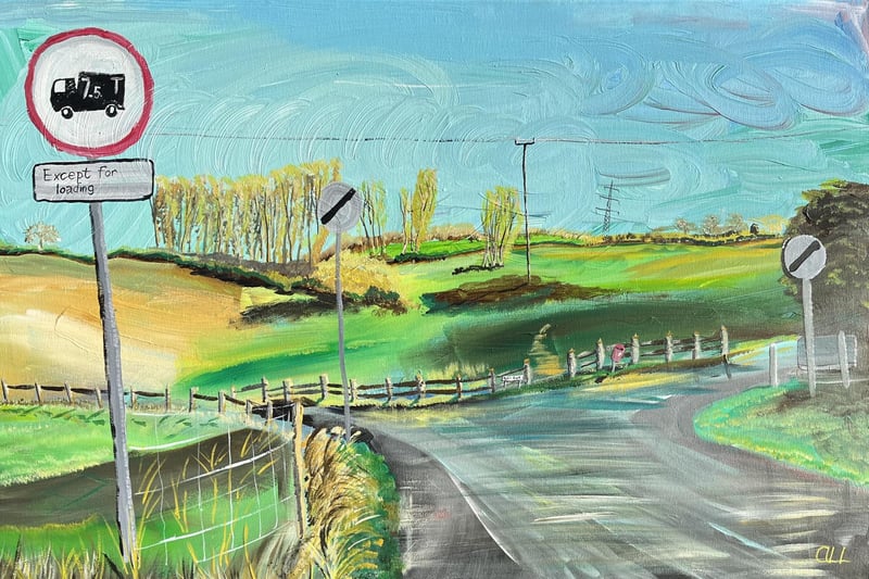 A painting of Foxhill Road.