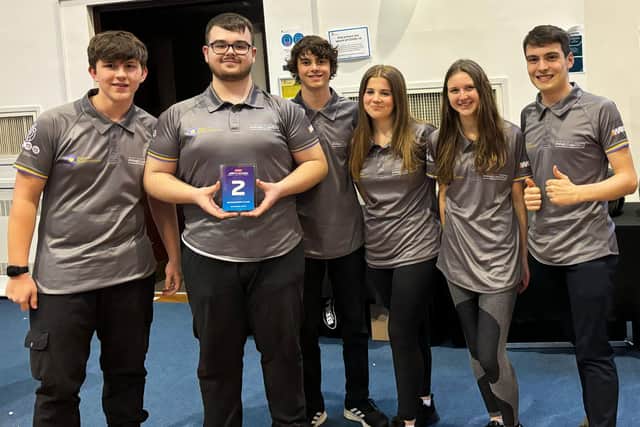 The Storm Silverstone team from Silverstone University Technical College pictured together at the F1 in Schools regional competition.