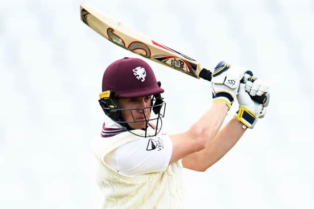 Tom Kohler-Cadmore hits out on his way to 95 not out from just 71 balls (Photo by Harry Trump/Getty Images)