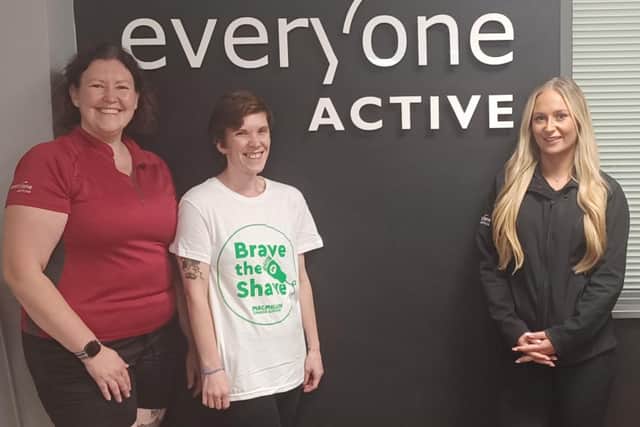 Natasha Clayton pictured with two Daventry Leisure Centre colleagues, Amy and Emily.