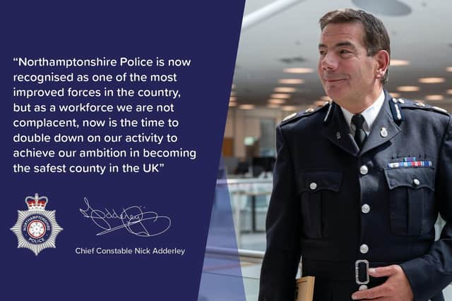 Nick Adderley used his annual report to pledge more improvements at Northamptonshire Police