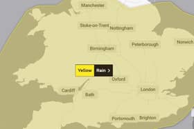 The Met Office weather warning is in place for all of Northamptonshire from Thursday October 12 to Friday October 13.