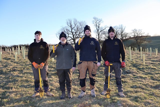 Ryan Lange pictured planting trees in Preston, near Daventry, between Thursday, January 11, and Monday, January 15, along with his teammates Joe, Dylan, and Jack.
