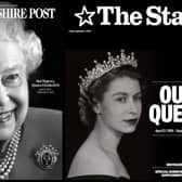 Newspaper front pages marking the death of Her Majesty Queen Elizabeth II.