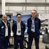 The Catesby Projects team, Jon Paton, group leader, Henry Pang, team leader, and Ben Mulligan, junior engineer, pictured at the open-day event.