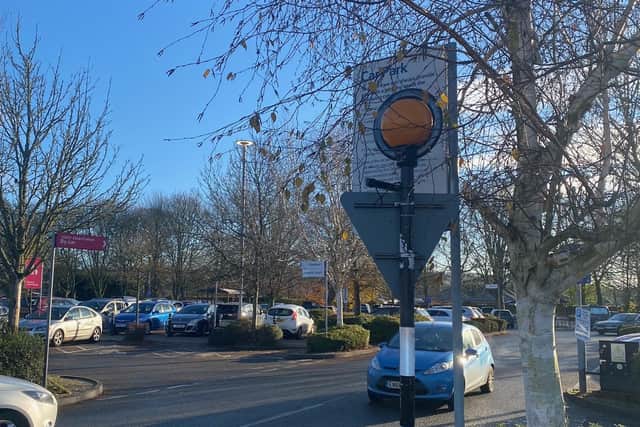 John Brayford, 69, expressed his worry about a car park sign that blocked the view of the Belisha beacon next to Daventry Tesco Superstore's zebra crossing.
