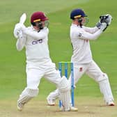 Luke Procter hits out on his way to a half century for Northants against Essex (Picture: Peter Short)