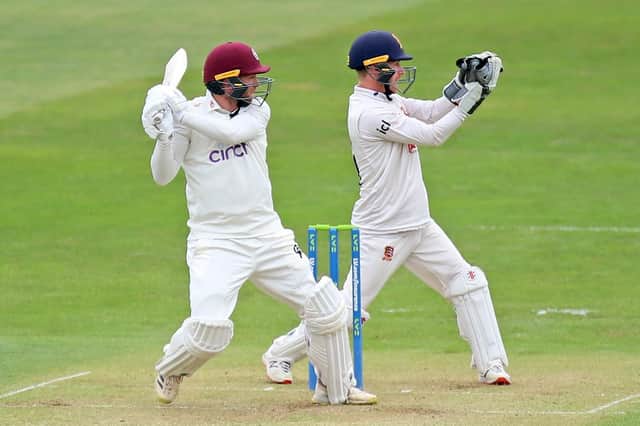 Luke Procter hits out on his way to a half century for Northants against Essex (Picture: Peter Short)