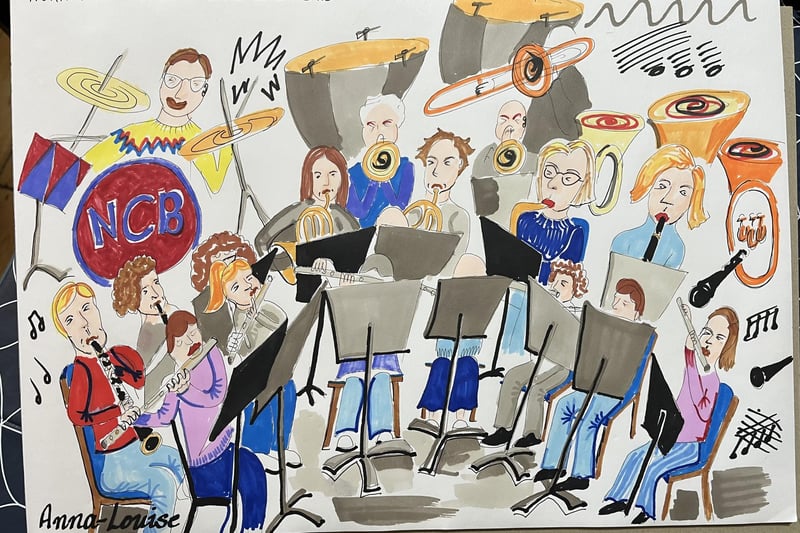 Northampton Concert Band rehearsal in ink and felt-tip pen.