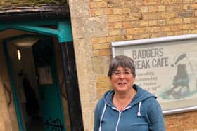 Parish councillor Jane Wood outside the Sunday School Rooms in Bugbrooke.