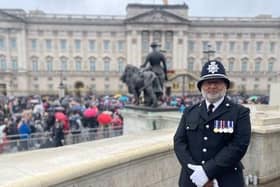 PC Ahmad outside Buckingham Palace. Pic: M Ahmad.