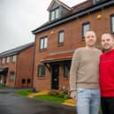 Adam, left, and Connor Perry outside their three-storey home at Bellway’s Staverton Lodge developmen