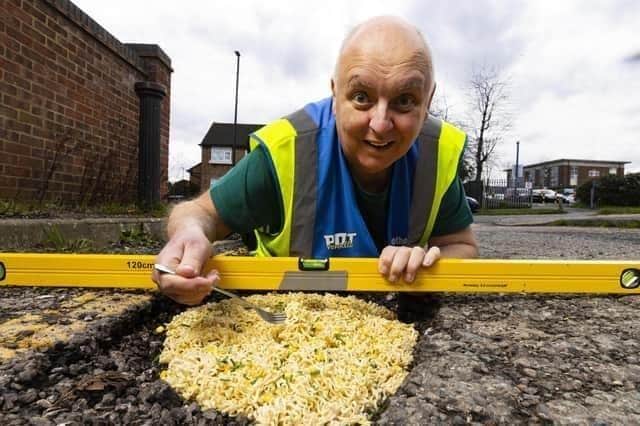 Mr Pothole teamed up with Pot Noodle last month