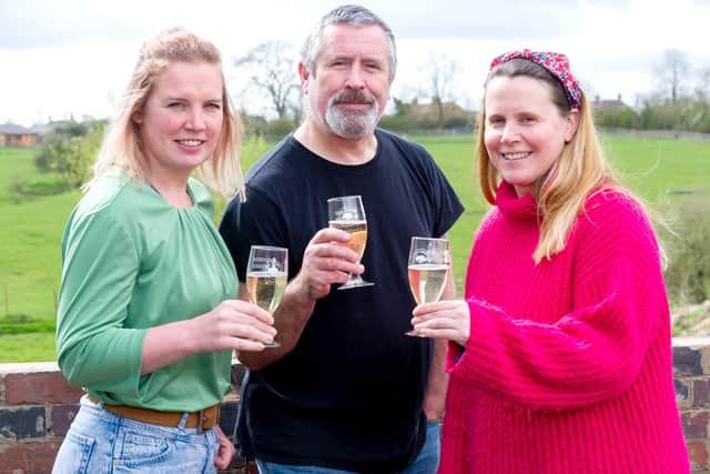 Napton Cidery is organising a summer festival later this year. Pictured: Karin Roberts, Nick Geden and Charlotte Olivier. Photo by Mike Baker