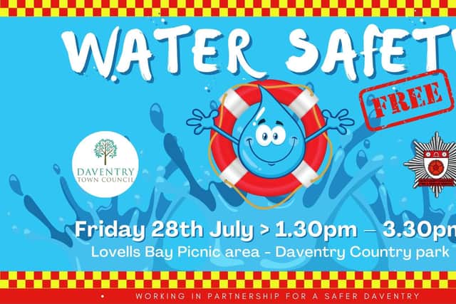 Daventry Town Council's free water safety training event is set to take place on Friday, July 28, at Lovells Bay Picnic area in Daventry Country Park.