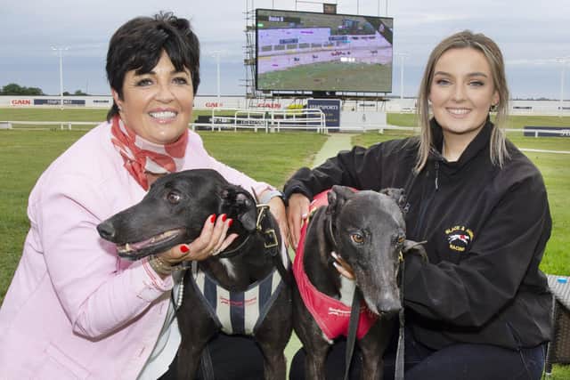 Susan Hennessy and daughter Sarah with husband Paul's two Derby finalists Priceless Jet (left) and Hello Hammond (Picture: Steve Nash)