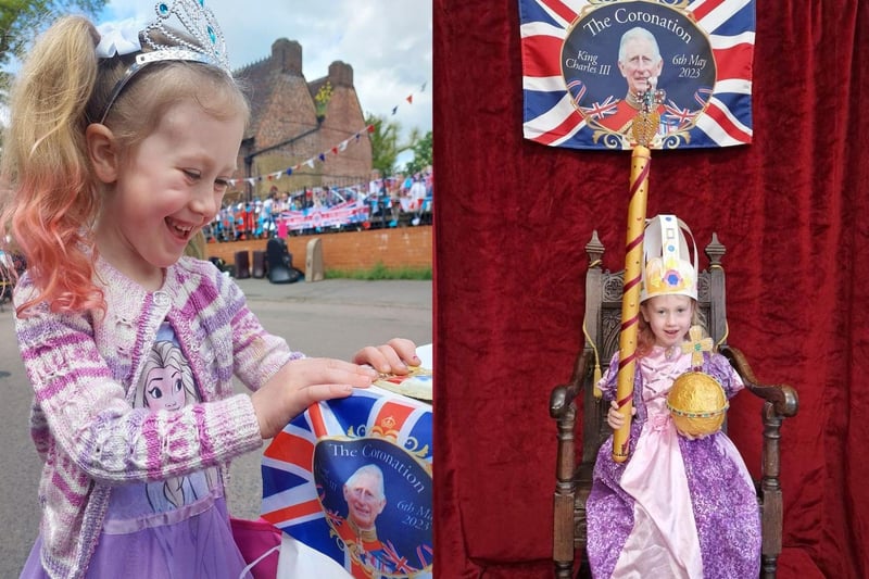 Harli-Rose enjoying the Crick Street celebration on Sunday, May 7, of the Coronation of King Charles III.