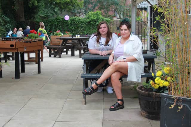 The two managers of the pub, Kerry Prosser and Stephanie Reid, were in The Royal Oak's renovated garden.