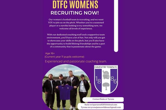 Daventry Town FC women’s football team's poster.