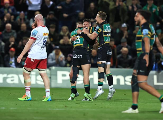 Saints celebrated a memorable win at the Gardens on Friday night
