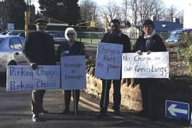 Labour councillors Jamal Alwahabi, Danielle Stone, Enam Haque, and Jane Birch protesting at The Racecourse against the charges