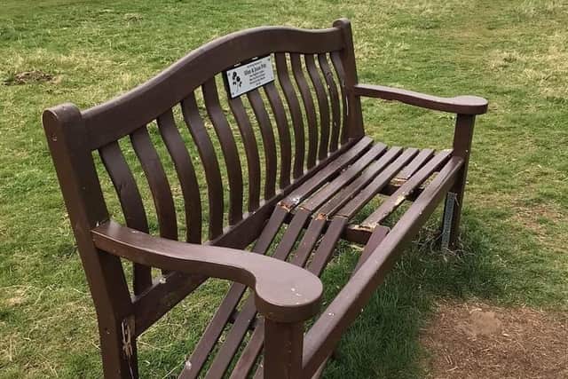 Before - the vandalised bench.