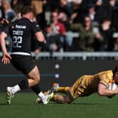 Fin Smith scored a late winner for Saints at Exeter in April (photo by Dan Mullan/Getty Images)