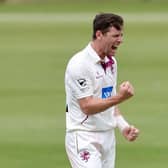 Somerset's Matt Henry celebrates one of his five wickets against Northants (Picture: David Rogers/Getty Images)