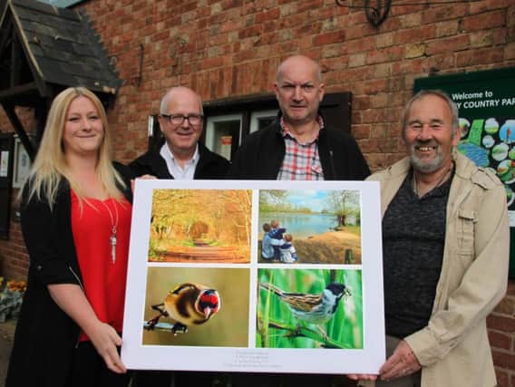 Photography competition winners Kirsty Reeve (family fun picture top right), Phil Pratt (landscape picture top left), Neil Hawkins (wildlife picture lower right) and Gary Osborne (wildlife picture lower left).