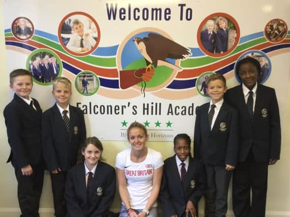 Falconer's Hill Academy pupils with Meghan Beasley