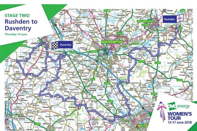 The 145km Stage Two of the Women's Tour starts in Rushden and finishes in Daventry