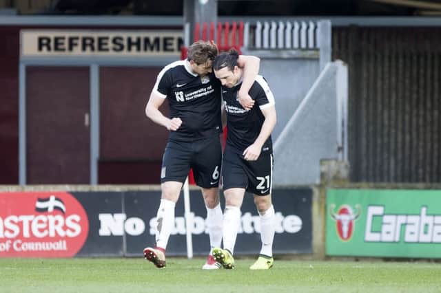 WE'VE GOT O'TOOLE: John-Joe is congratulated by his skipper Ash Taylor after scoring his fifth goal in eight games. Pictures: Kirsty Edmonds