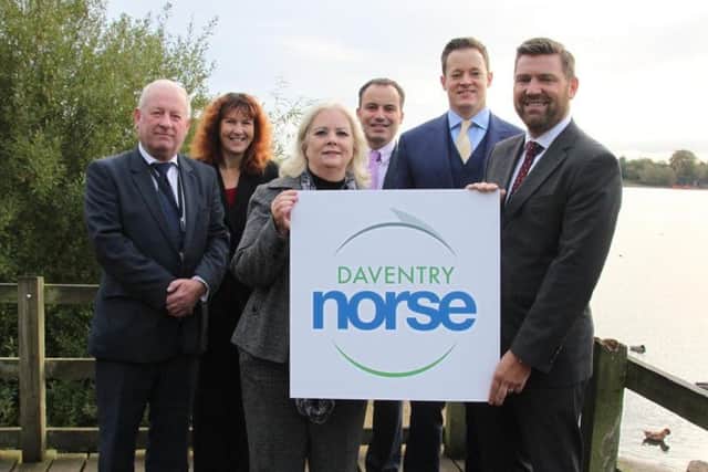 Councillor Jo Gilford and Norse Commercial Services managing director Dean Wetteland (front) with (from left) DDC chief executive Ian Vincent, DDC's contracts and performance manager Julie Lewis and Norse Commercial Services group directors Mark Emms and Justin Galliford.