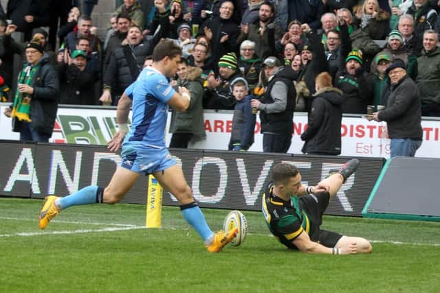 George North scored on his most recent Saints appearance, against London Irish on February 17 (picture: Sharon Lucey)