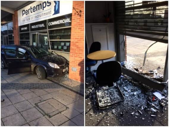 The damage caused to Pertemps Daventry when a drunk driver collided with the offices on Boxing Day