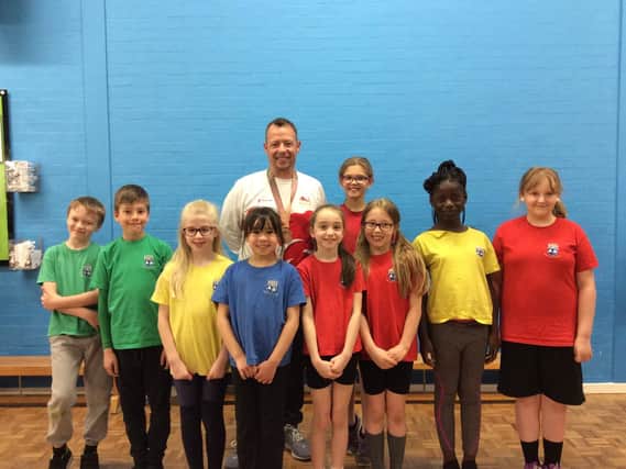 David Holt and Abbey CE Academy pupils