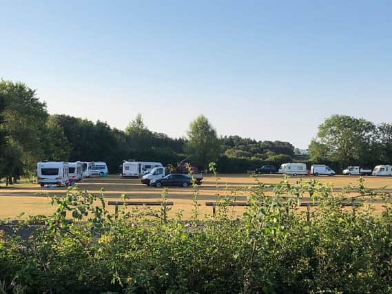 The travellers had pitched up on Barby Cricket Club earlier in the week. Picture courtesy of the cricket club's Twitter account
