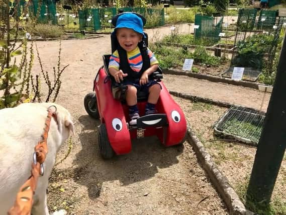 Avery pictured on holiday this year. His dad said that he has seen a decline in Avery's mobility and hopes the drug will eventually be approved in the UK.