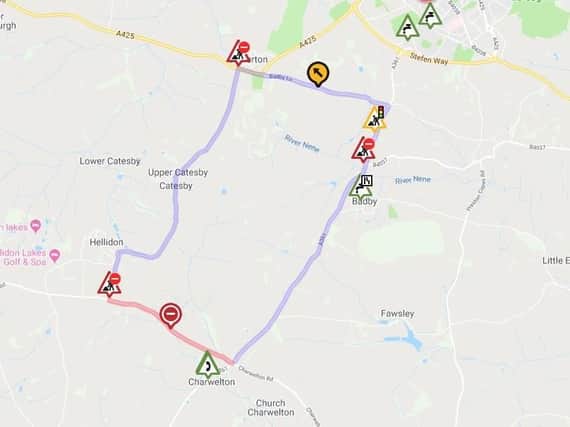 The diversion route is affected by roadworks until next month. (Picture: roadworks.org/Google)