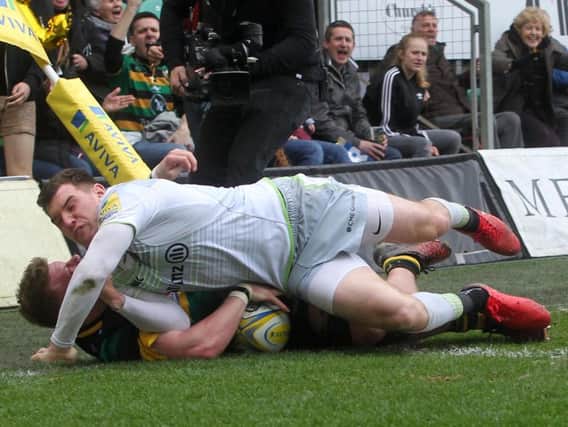 Reece Marshall scored the last time Saints met Saracens, who won 63-13 on their most recent visit to Franklin's Gardens in April (picture: Sharon Lucey)