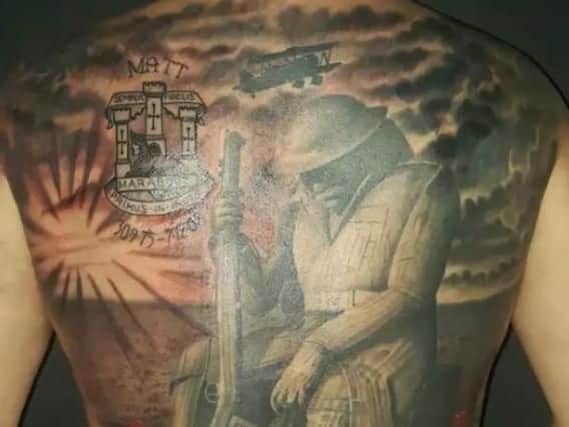 The tattoo of Tommy has joined Luke Hughes' tattoo dedicated to his brother Matt, who died while serving in the Army.