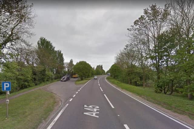 The victim was assaulted in a lay-by on the A45 (Picture: Google)