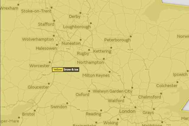 A yellow warning for snow and ice is in place across the East Midlands (Picture: Met Office)