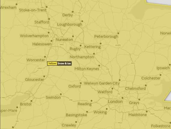 A yellow warning for snow and ice is in place across the East Midlands (Picture: Met Office)