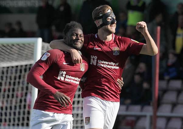 Aaron Pierre celebrates scoring his goal with Charlie Goode (Pictures: Sharon Lucey)