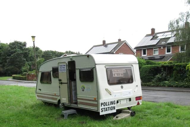 Councils use a variety of buildings as polling stations on election days like this caravan in Suffolk